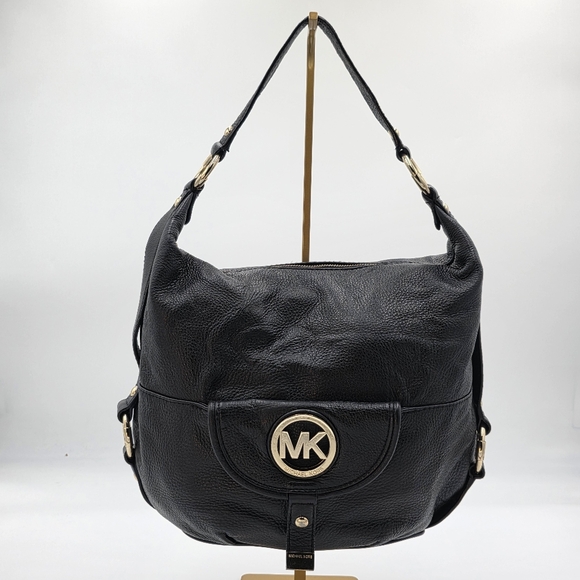 Michael Kors Handbag Black Satchel Leather Tote ShoulderBag Purse - Picture 1 of 16